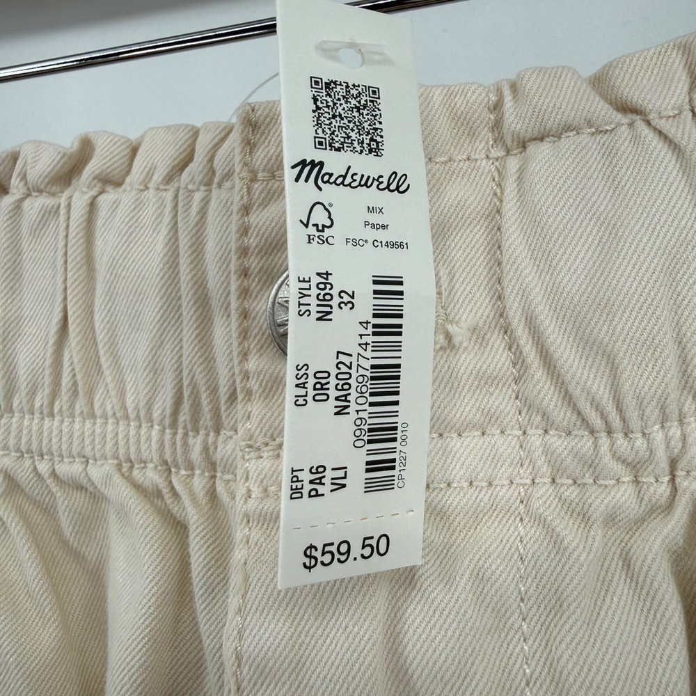 NWT Madewell High Rise Elastic Waist Utility Shorts Tan Size 32 or 14 - Picture 9 of 10